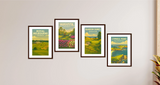 Vintage golf poster of Augusta, Royal Melbourne, Bandon Dunes and Cypress Point golf courses – golf course wall art