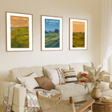 Vintage golf poster of St Andrews Scotland, Augusta National and Shinnecock Hills golf course – golf course wall art