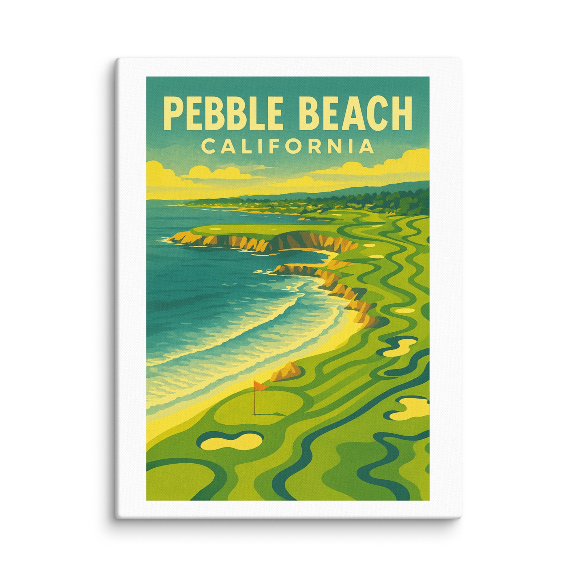Pebble Beach California Vintage Golf Course Print – Poster, Canvas, Golf Towel, Laptop Sleeve - Golfer Paradise