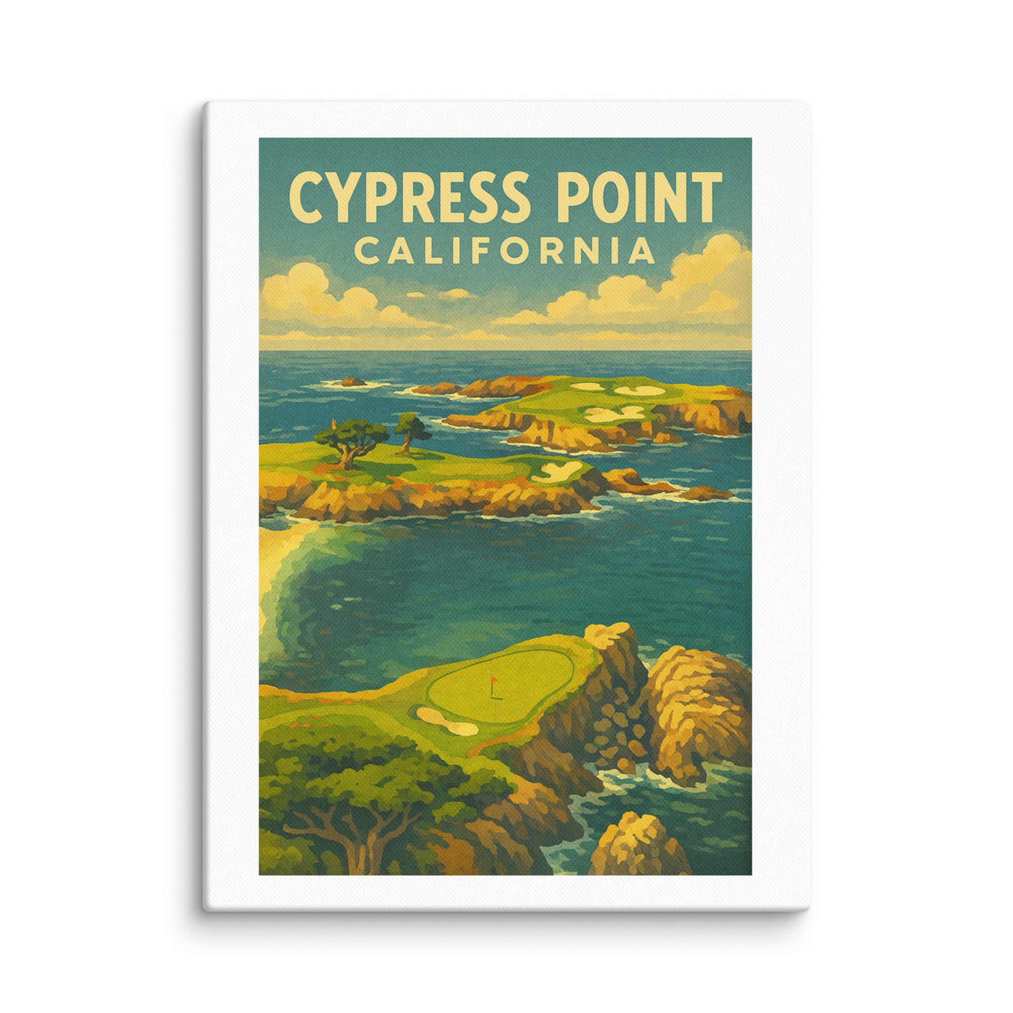 Cypress Point California Vintage Golf Course Print – Poster, Canvas, Golf Towel, Laptop Sleeve - Golfer Paradise