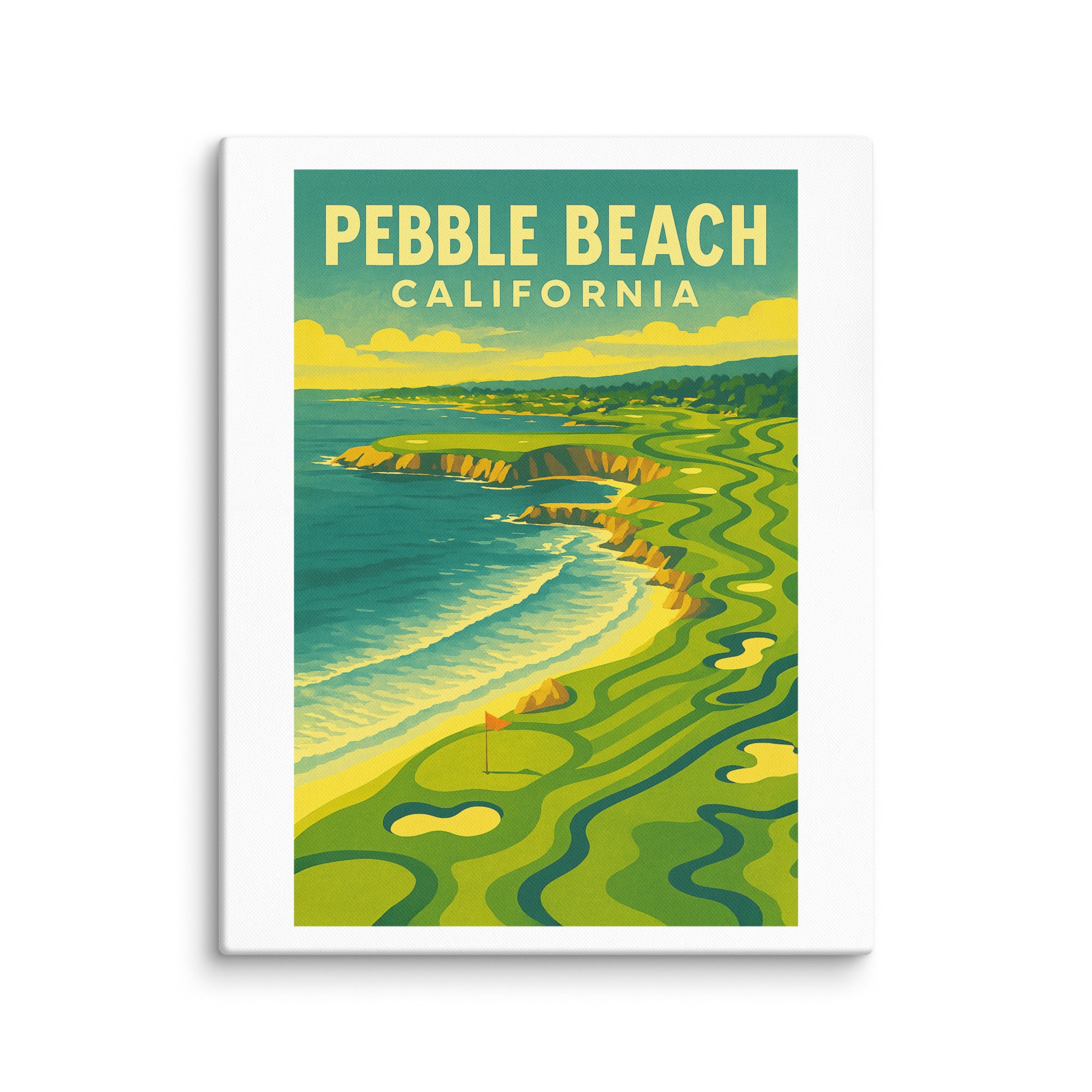 Pebble Beach California Vintage Golf Course Print – Poster, Canvas, Golf Towel, Laptop Sleeve - Golfer Paradise