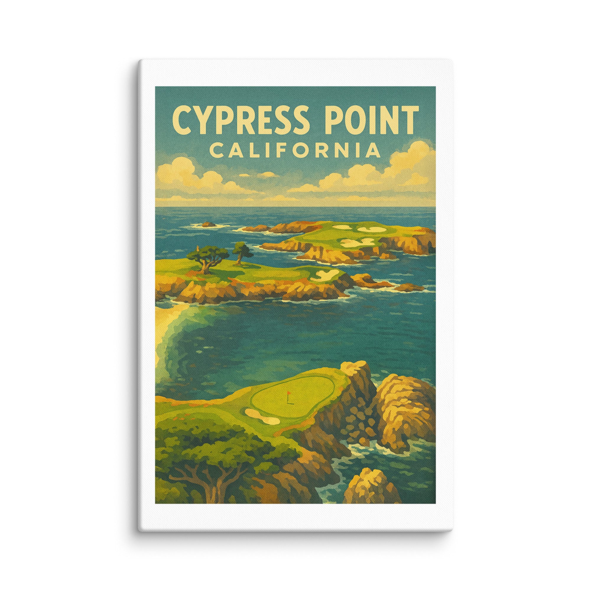 Cypress Point California Vintage Golf Course Print – Poster, Canvas, Golf Towel, Laptop Sleeve - Golfer Paradise