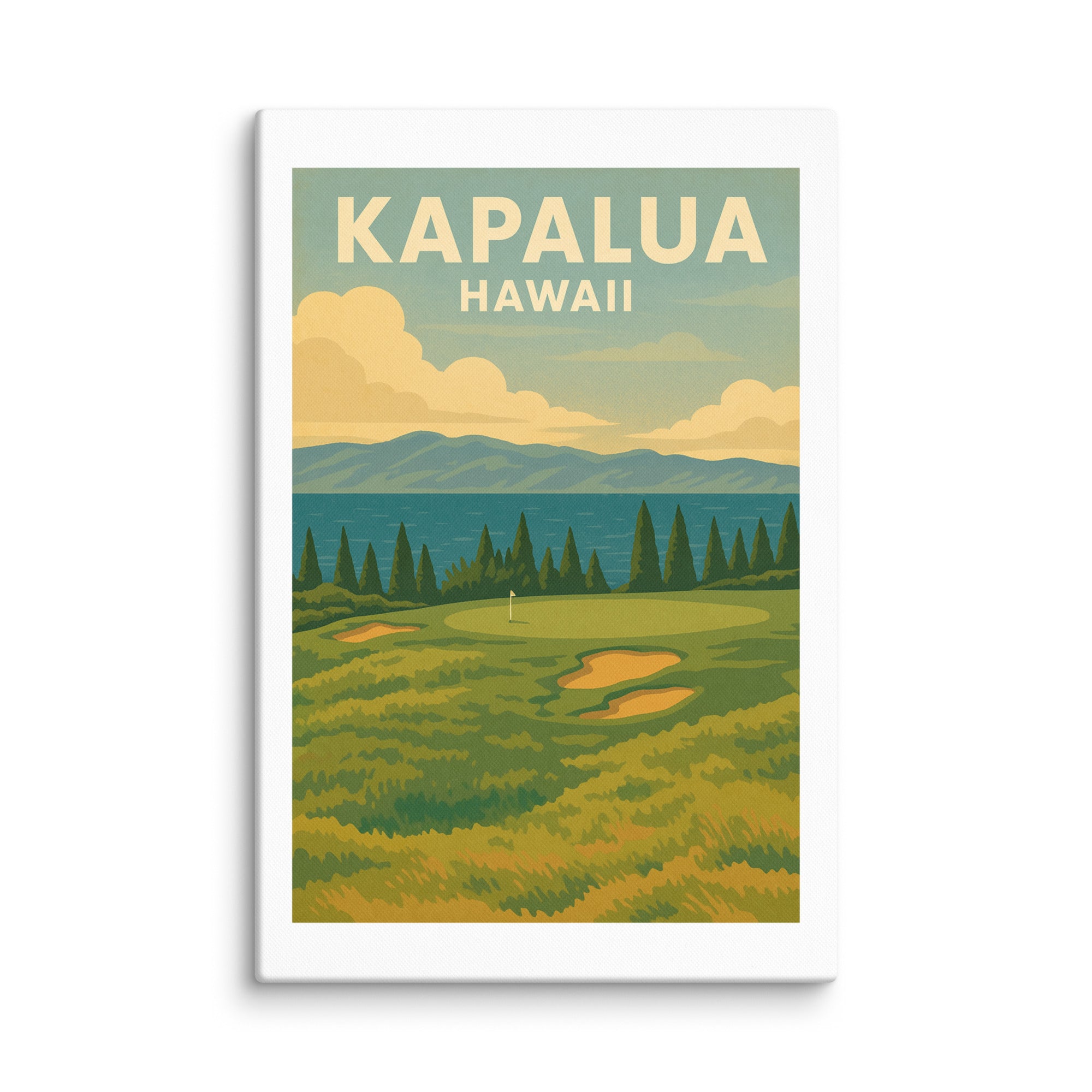 Kapalua Hawaii Vintage Golf Course Print – Poster, Canvas, Golf Towel, Laptop Sleeve - Golfer Paradise