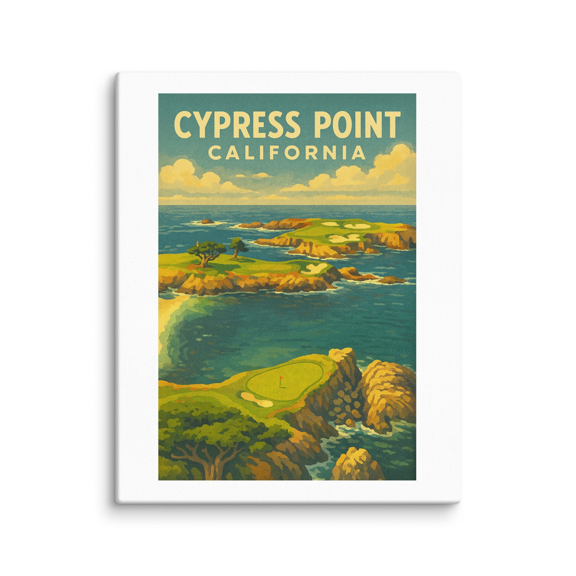 Cypress Point California Vintage Golf Course Print – Poster, Canvas, Golf Towel, Laptop Sleeve - Golfer Paradise