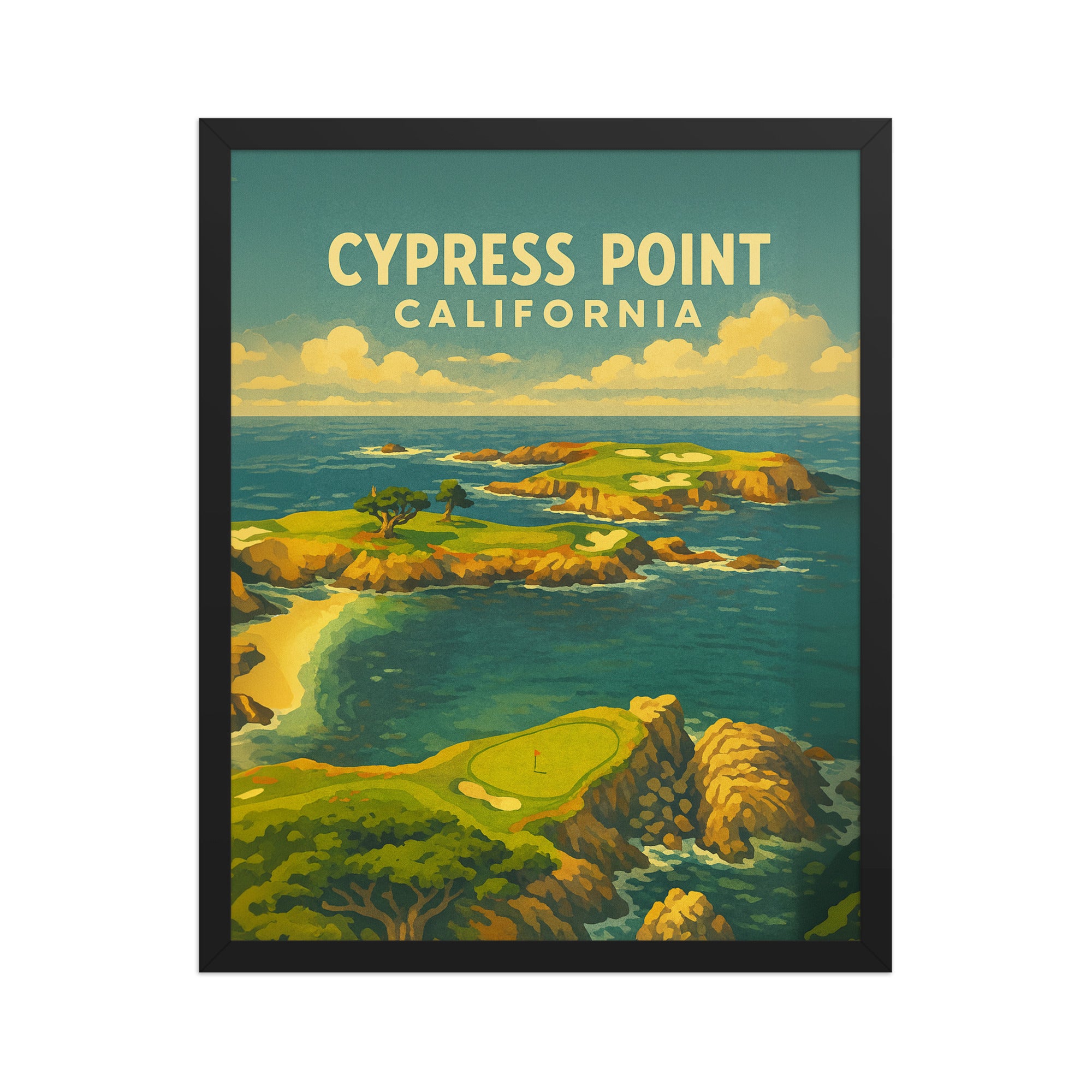 Cypress Point California Vintage Golf Course Print – Poster, Canvas, Golf Towel, Laptop Sleeve - Golfer Paradise