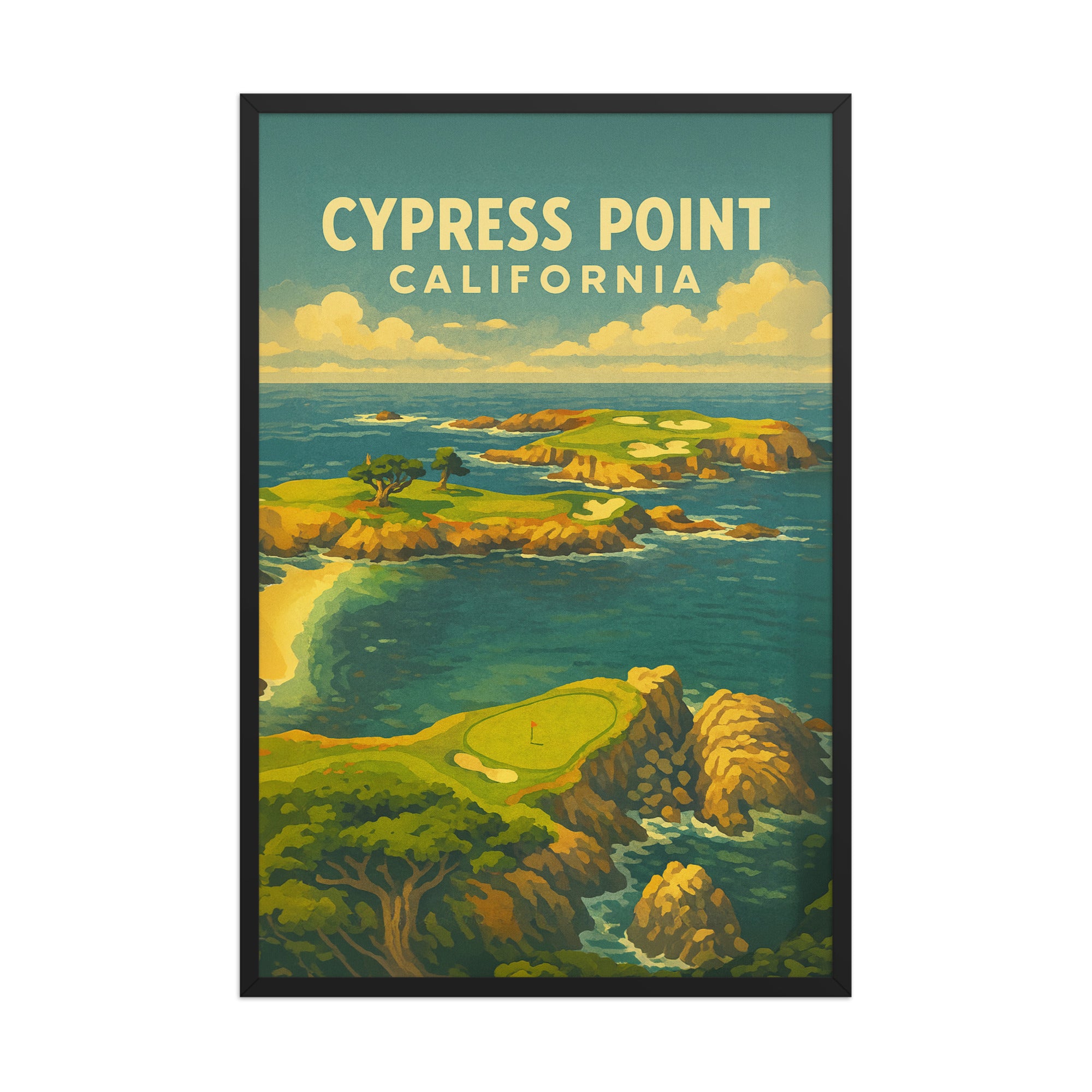 Cypress Point California Vintage Golf Course Print – Poster, Canvas, Golf Towel, Laptop Sleeve - Golfer Paradise