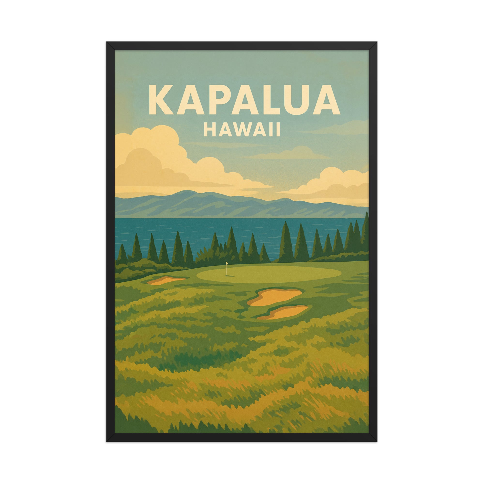 Kapalua Hawaii Vintage Golf Course Print – Poster, Canvas, Golf Towel, Laptop Sleeve - Golfer Paradise