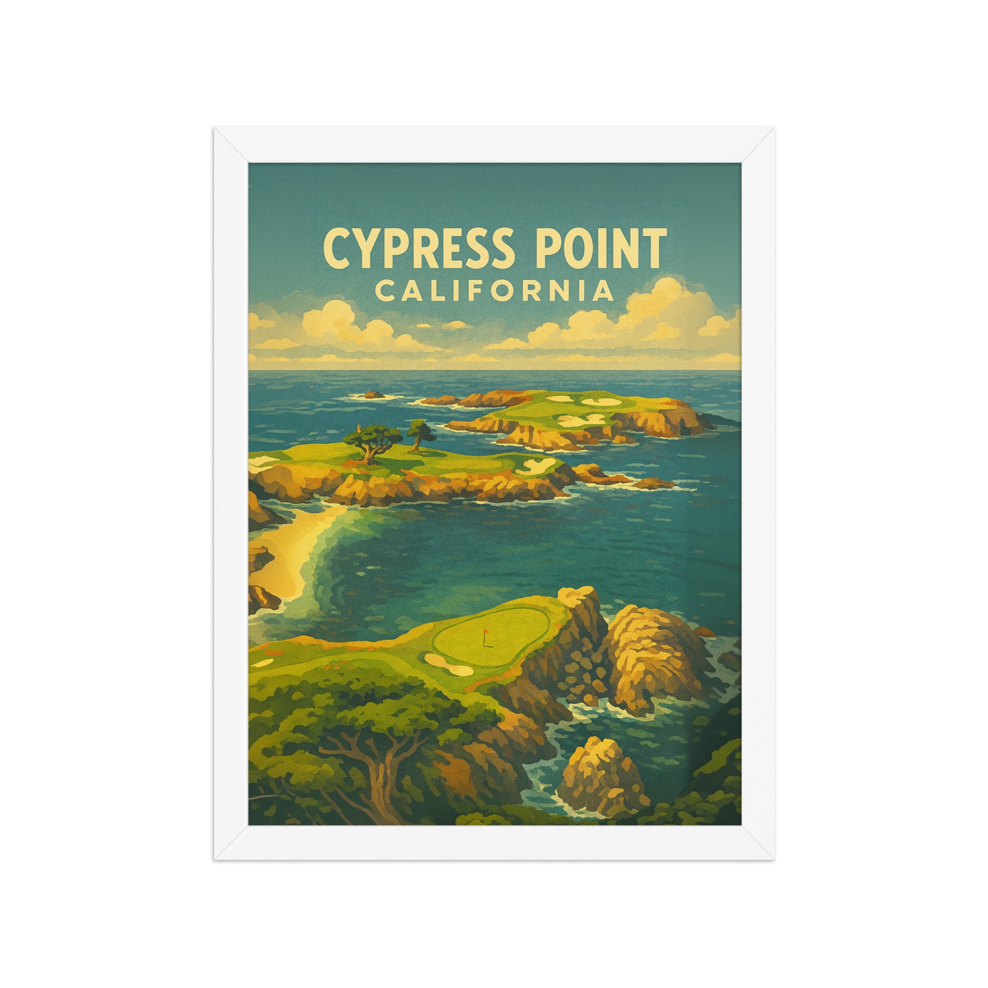 Cypress Point California Vintage Golf Course Print – Poster, Canvas, Golf Towel, Laptop Sleeve - Golfer Paradise