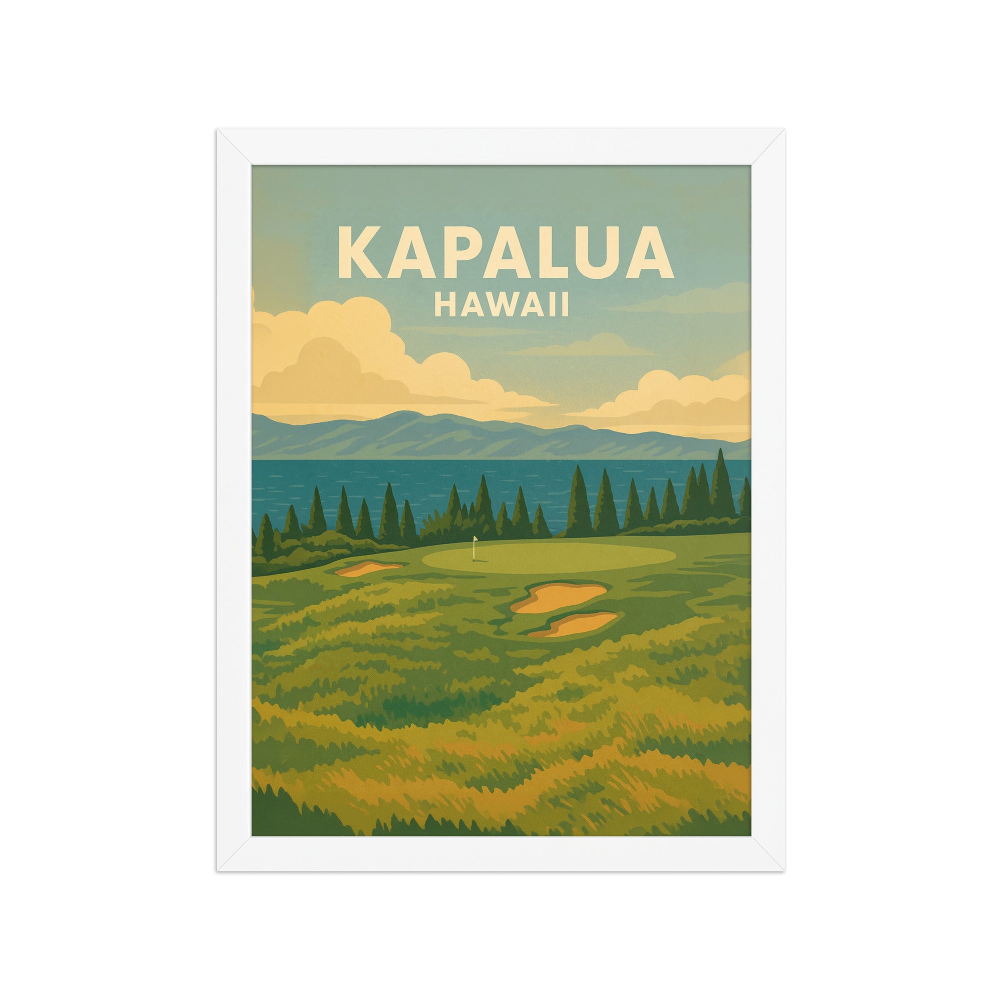 Kapalua Hawaii Vintage Golf Course Print – Poster, Canvas, Golf Towel, Laptop Sleeve - Golfer Paradise