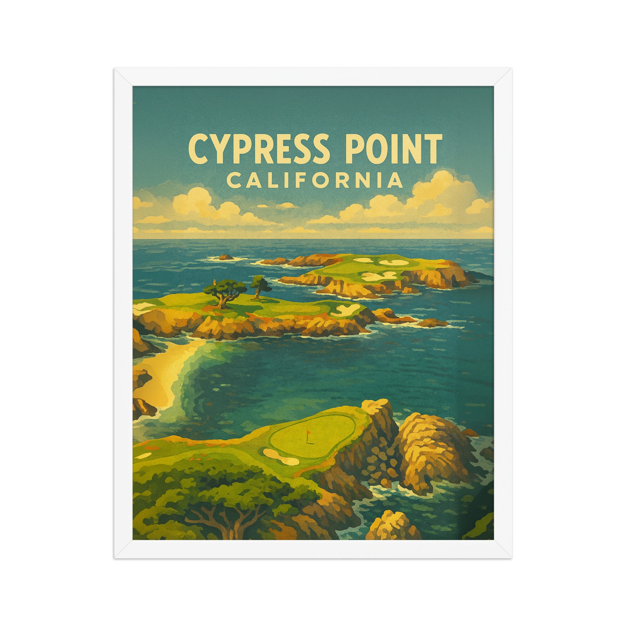 Cypress Point California Vintage Golf Course Print – Poster, Canvas, Golf Towel, Laptop Sleeve - Golfer Paradise