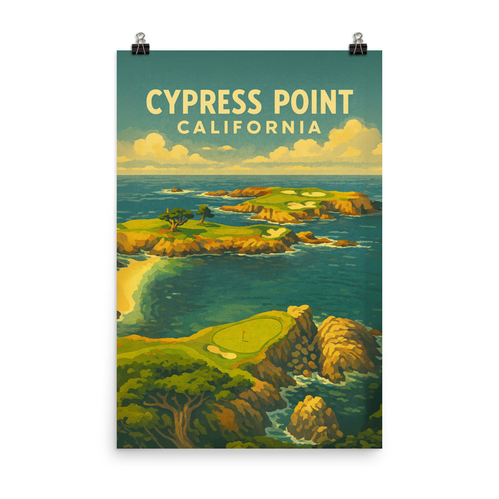 Cypress Point California Vintage Golf Course Print – Poster, Canvas, Golf Towel, Laptop Sleeve - Golfer Paradise