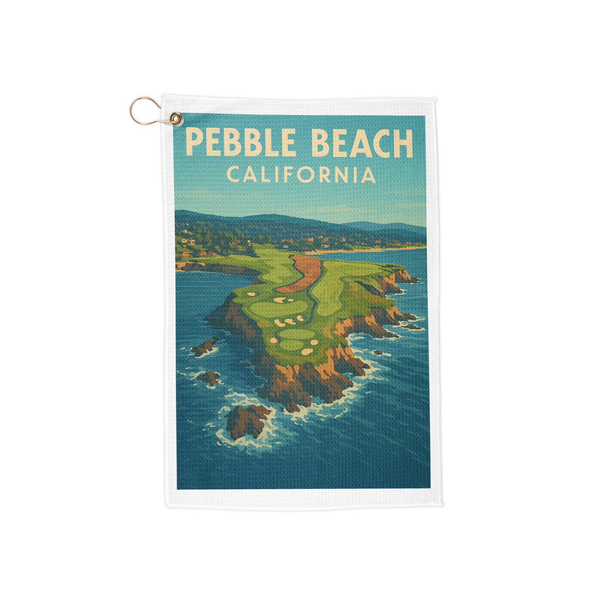Pebble Beach California II Vintage Golf Course Print – Poster, Canvas, Golf Towel, Laptop Sleeve - Golfer Paradise