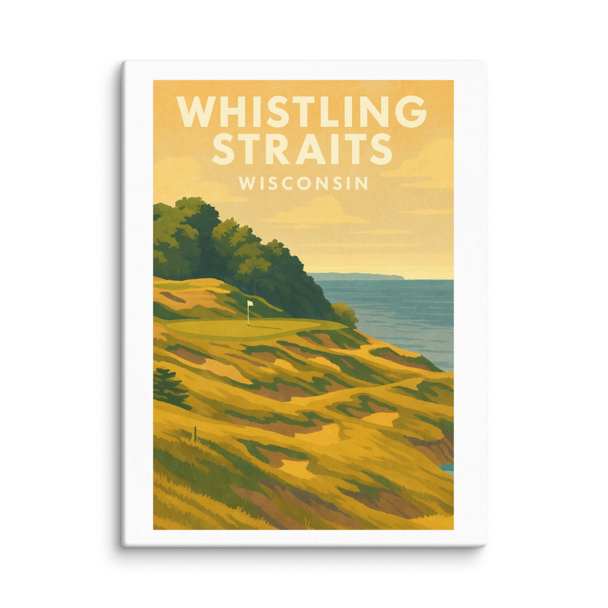 Whistling Straits Wisconsin Vintage Golf Course Print – Poster, Canvas, Golf Towel, Laptop Sleeve - Golfer Paradise