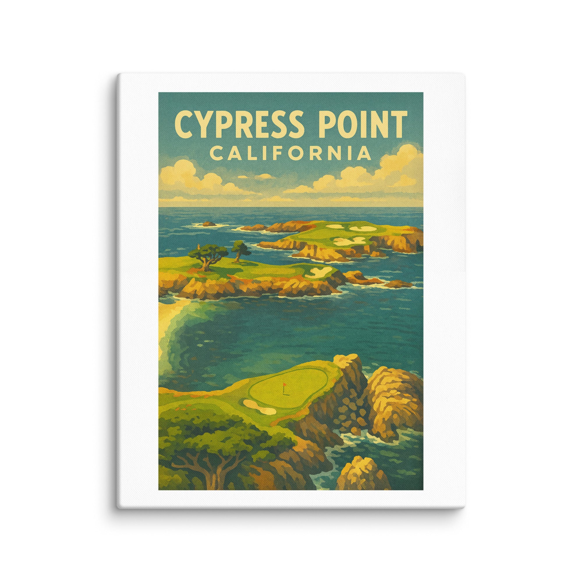 Cypress Point California Vintage Golf Course Print – Poster, Canvas, Golf Towel, Laptop Sleeve - Golfer Paradise