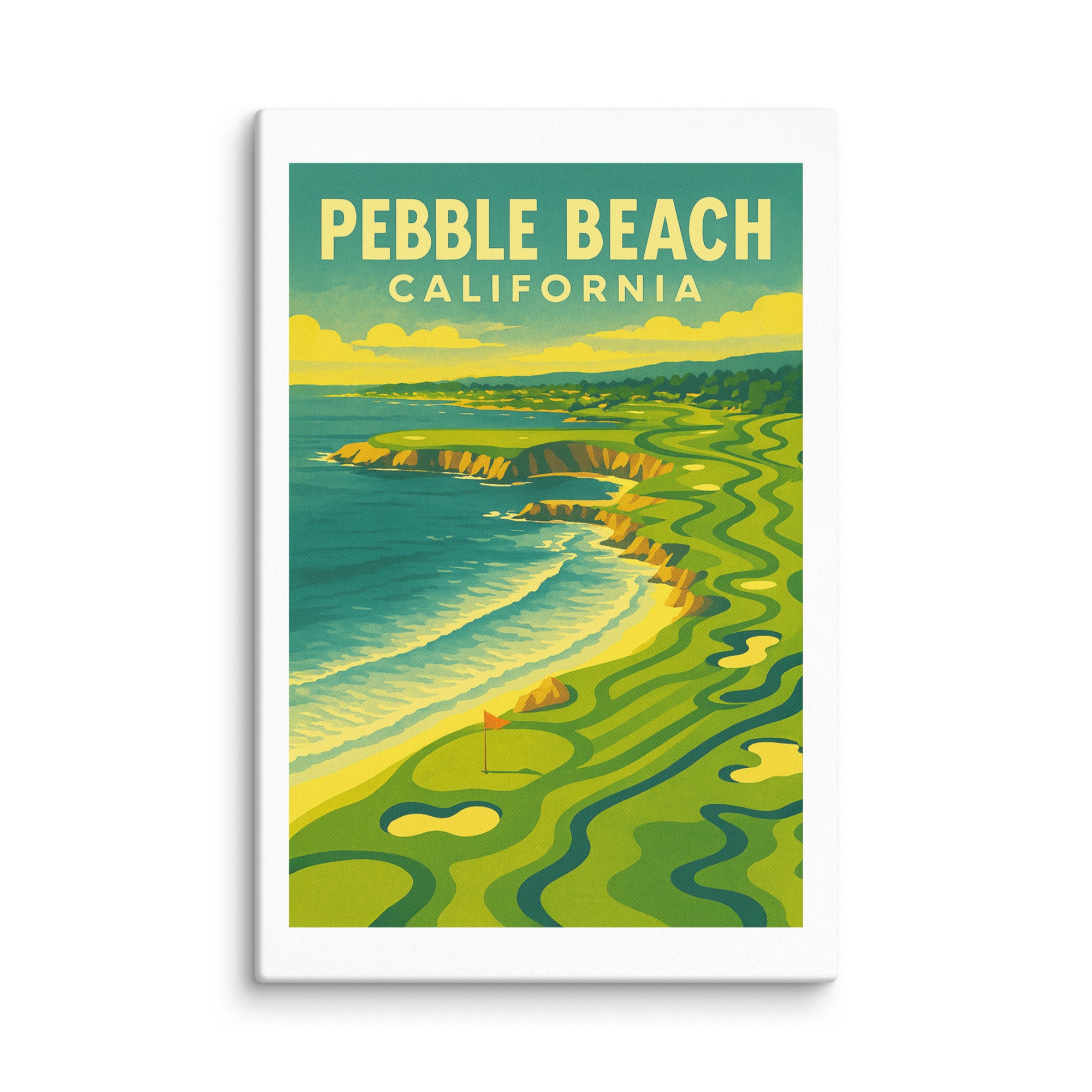Pebble Beach California Vintage Golf Course Print – Poster, Canvas, Golf Towel, Laptop Sleeve - Golfer Paradise