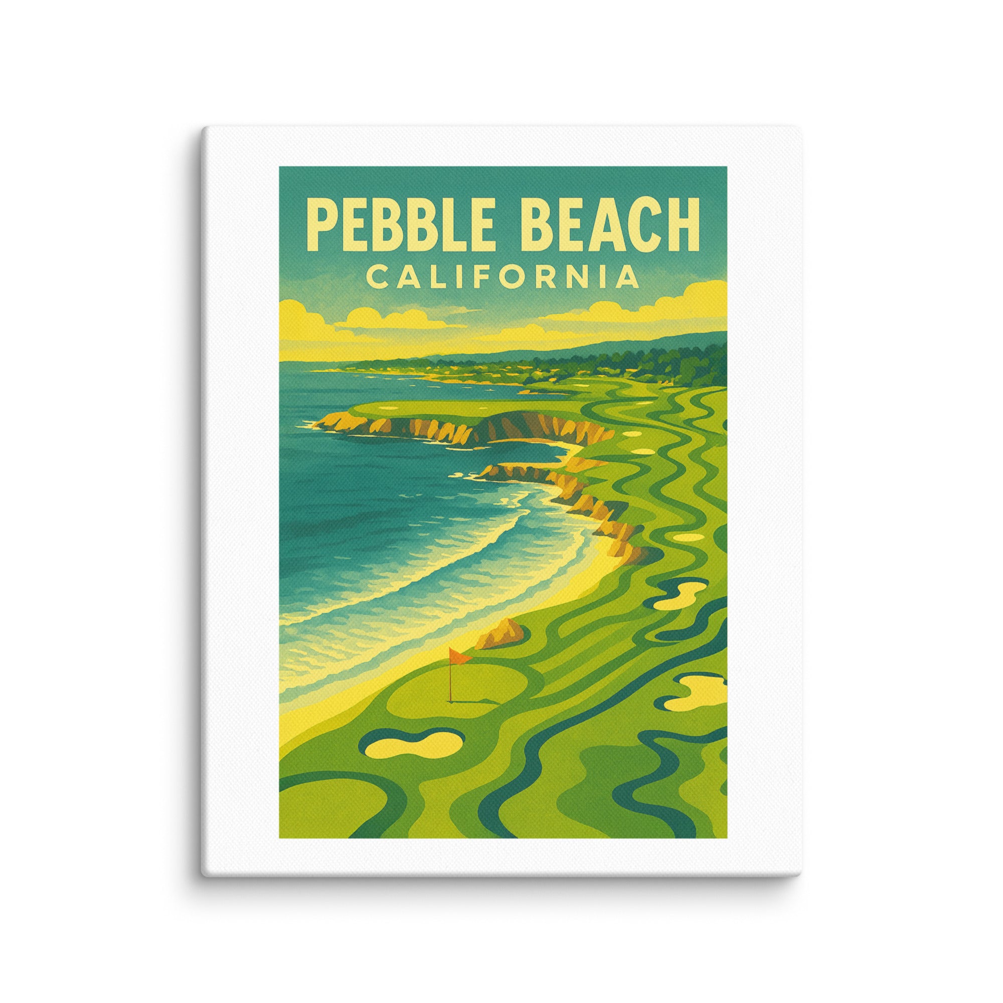 Pebble Beach California Vintage Golf Course Print – Poster, Canvas, Golf Towel, Laptop Sleeve - Golfer Paradise