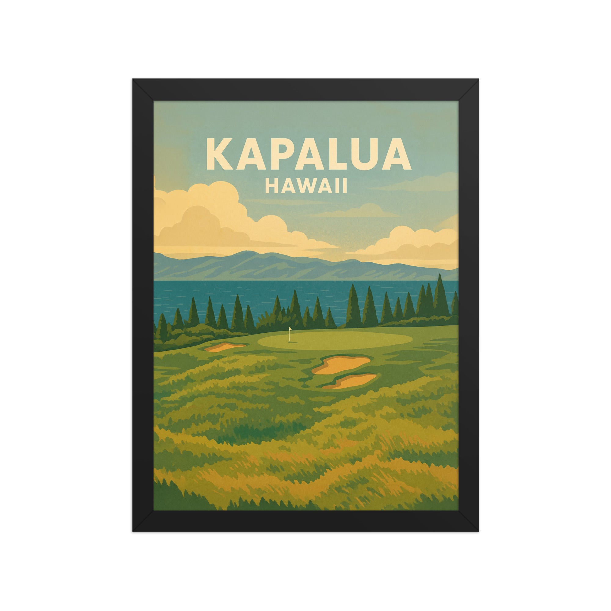 Kapalua Hawaii Vintage Golf Course Print – Poster, Canvas, Golf Towel, Laptop Sleeve - Golfer Paradise