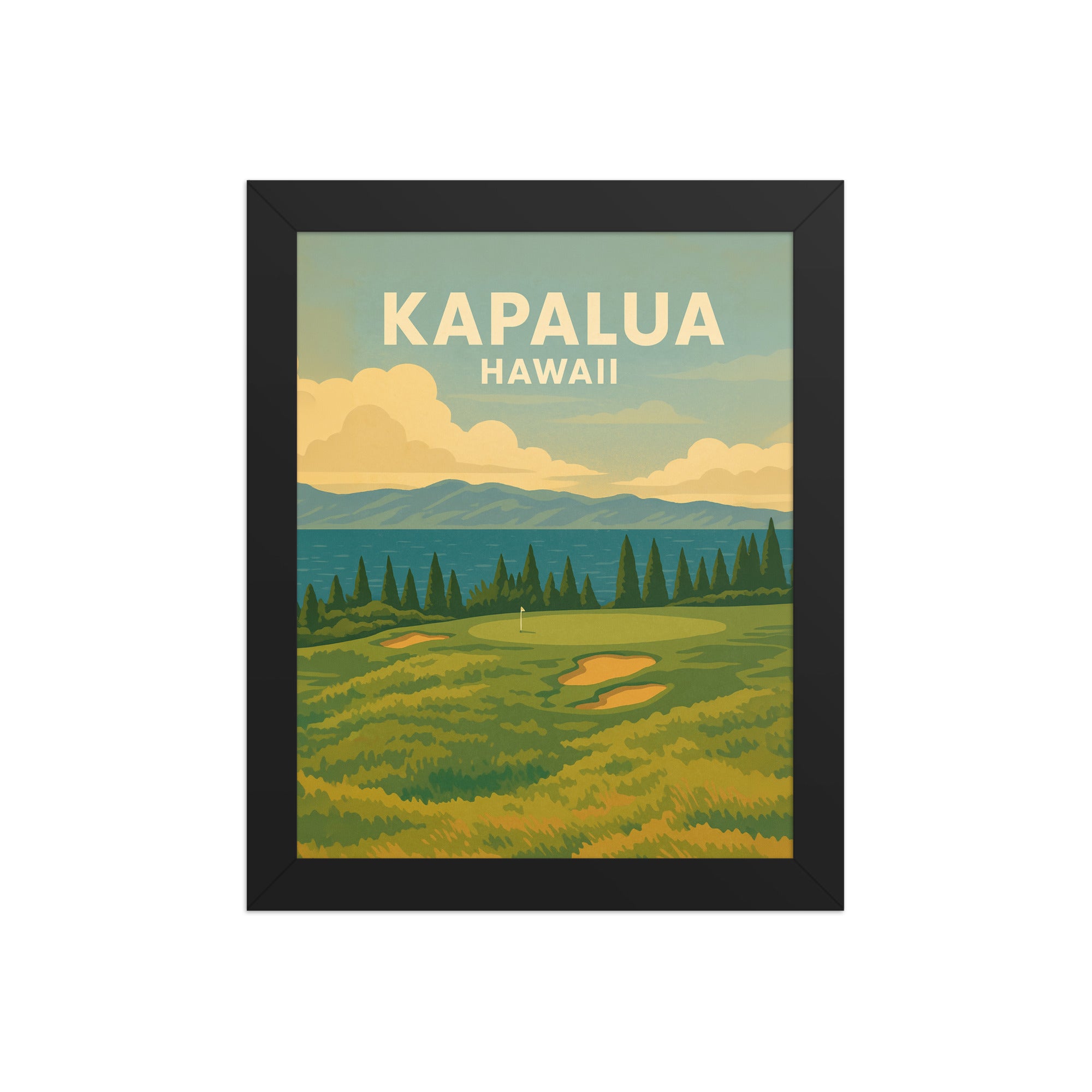 Kapalua Hawaii Vintage Golf Course Print – Poster, Canvas, Golf Towel, Laptop Sleeve - Golfer Paradise