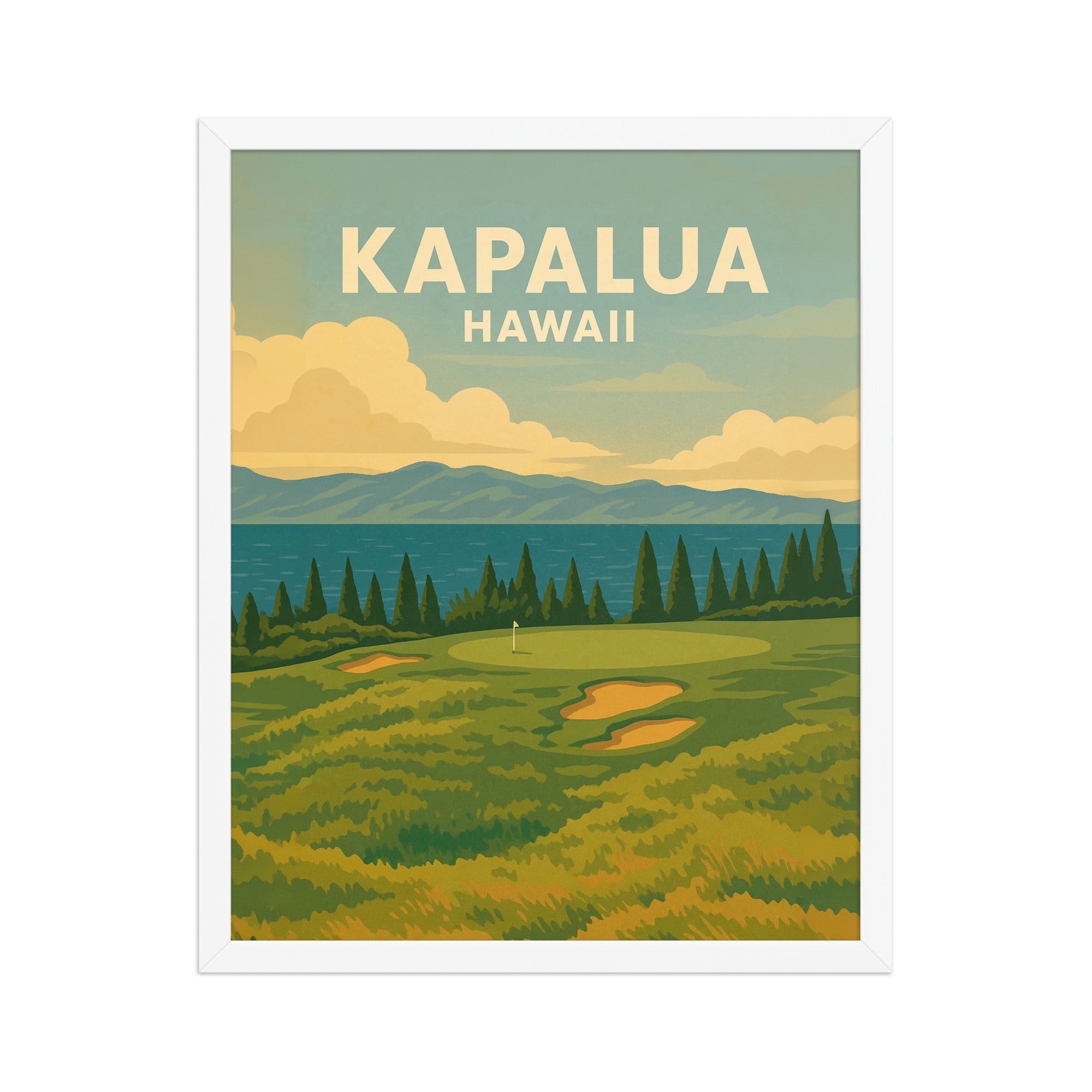 Kapalua Hawaii Vintage Golf Course Print – Poster, Canvas, Golf Towel, Laptop Sleeve - Golfer Paradise