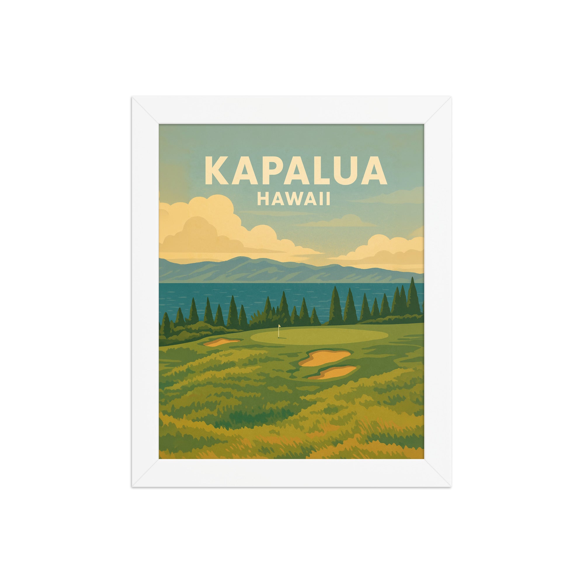 Kapalua Hawaii Vintage Golf Course Print – Poster, Canvas, Golf Towel, Laptop Sleeve - Golfer Paradise