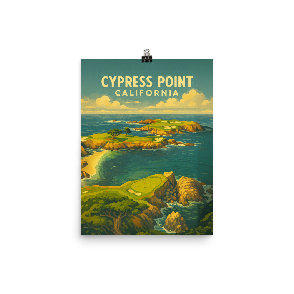 Cypress Point California Vintage Golf Course Print – Poster, Canvas, Golf Towel, Laptop Sleeve - Golfer Paradise