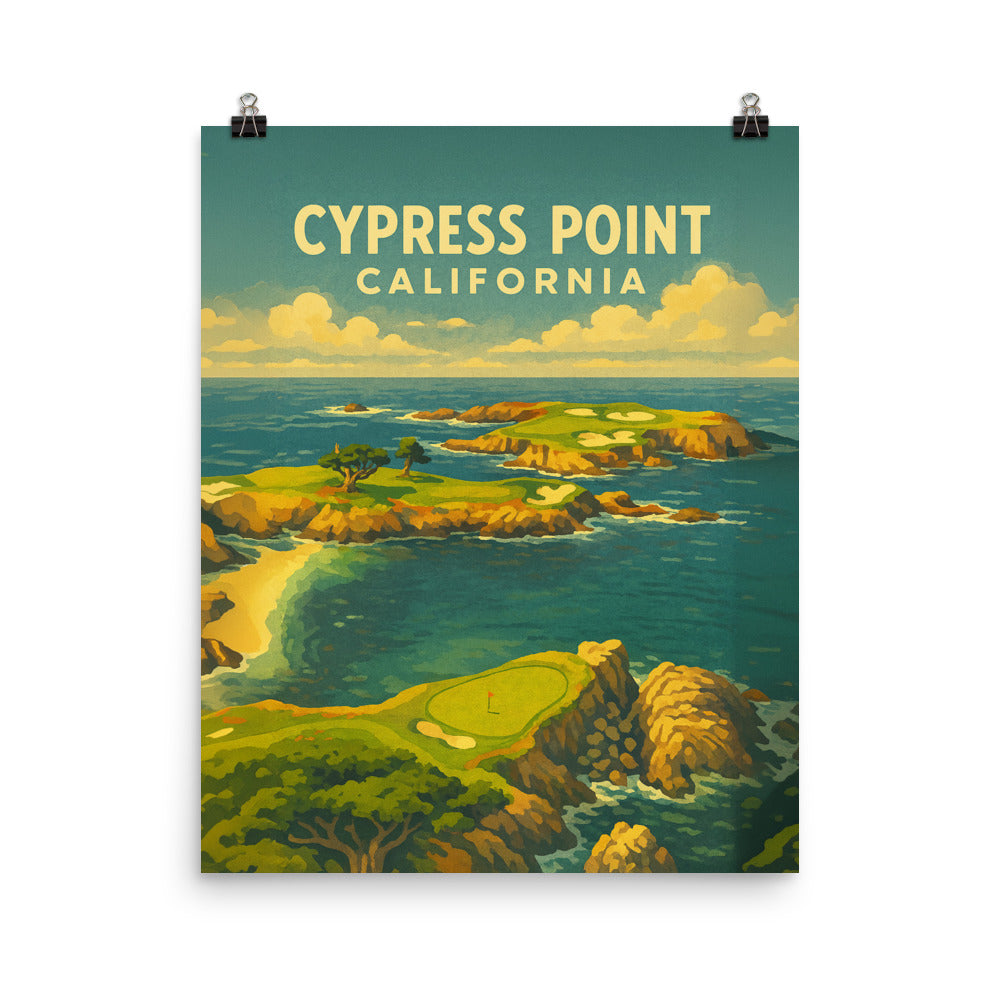 Cypress Point California Vintage Golf Course Print – Poster, Canvas, Golf Towel, Laptop Sleeve - Golfer Paradise
