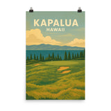 Kapalua Hawaii Vintage Golf Course Print – Poster, Canvas, Golf Towel, Laptop Sleeve - Golfer Paradise