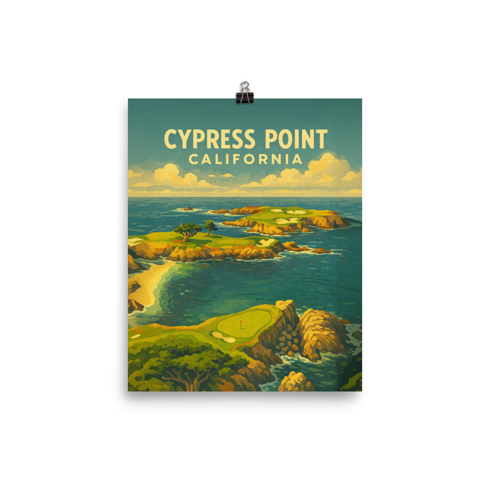 Cypress Point California Vintage Golf Course Print – Poster, Canvas, Golf Towel, Laptop Sleeve - Golfer Paradise