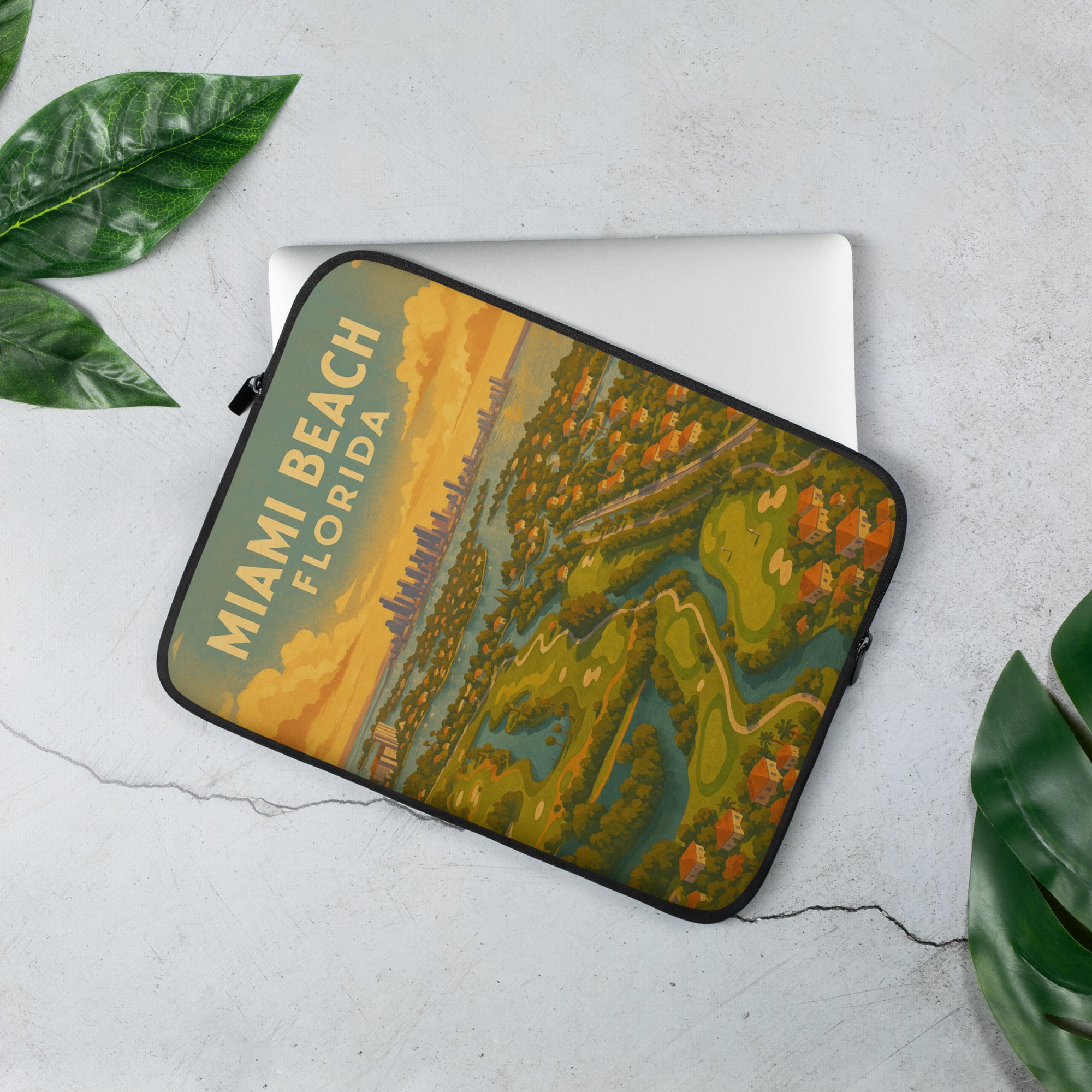 Miami Beach Florida Vintage Golf Course Print – Poster, Canvas, Golf Towel, Laptop Sleeve - Golfer Paradise