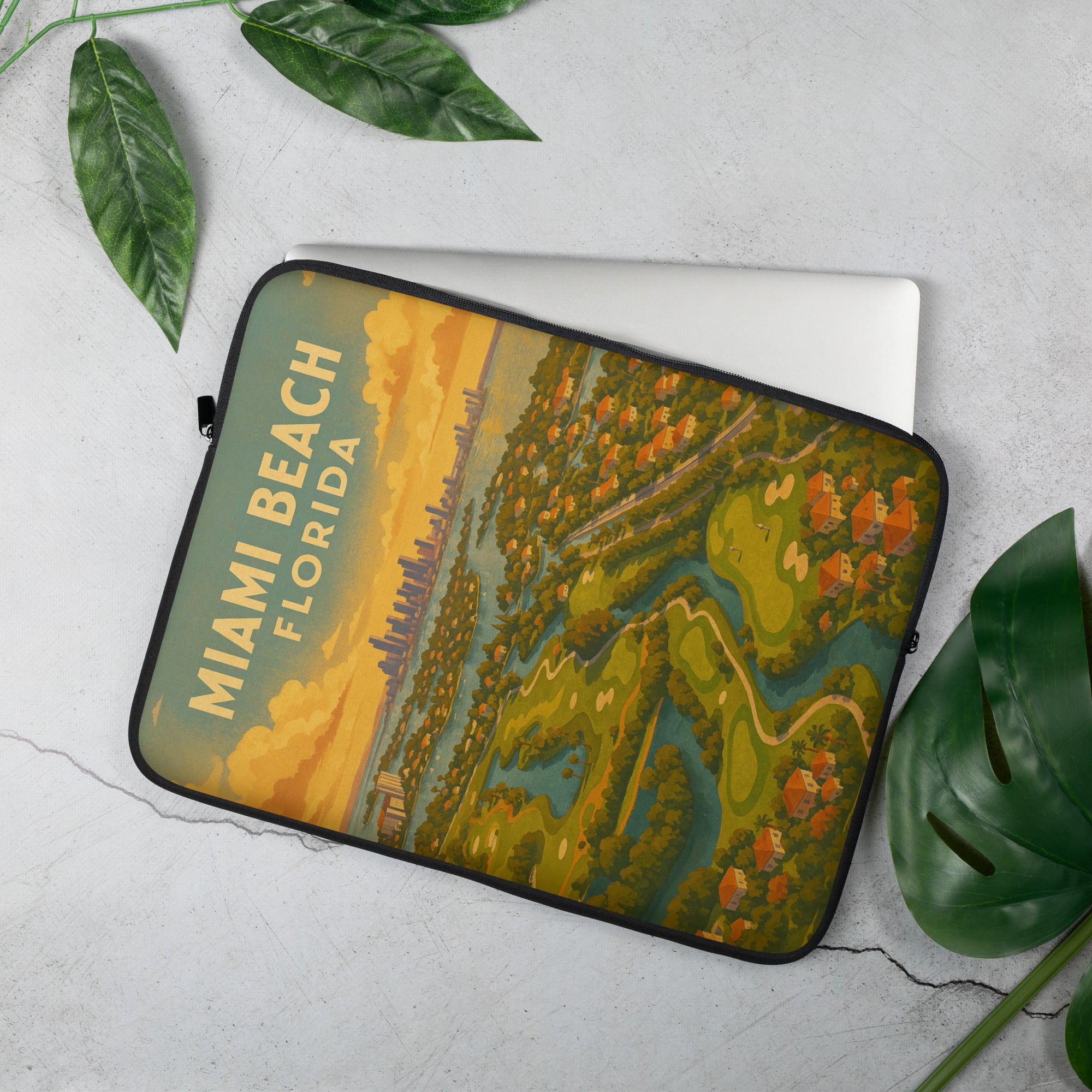 Miami Beach Florida Vintage Golf Course Print – Poster, Canvas, Golf Towel, Laptop Sleeve - Golfer Paradise