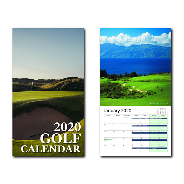 2020 Golf Tournaments Wall Calendar - Golfer Paradise