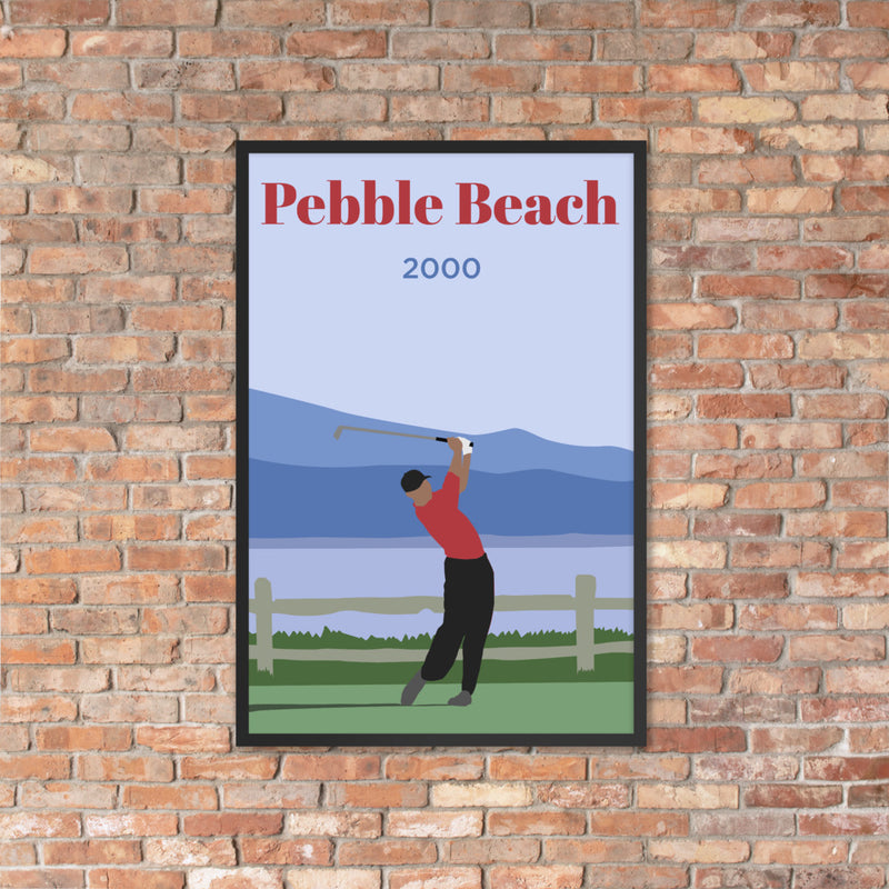 Tiger 2000 Pebble Beach Framed poster - Golfer Paradise